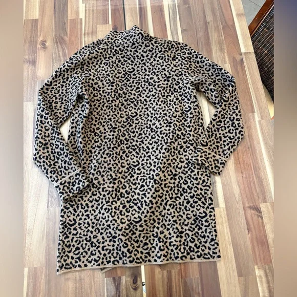 Cynthia Rowley Sz M Animal Cheetah Leopard Print Open Cardigan Tan Black Pockets - Picture 11 of 11